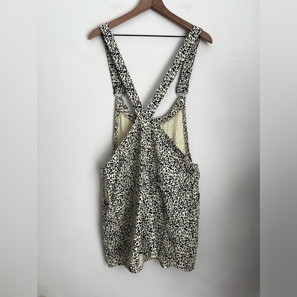 P.Cill Leopard Print Skirtall Overall mini Dress adjustable straps festival L - Picture 2 of 7